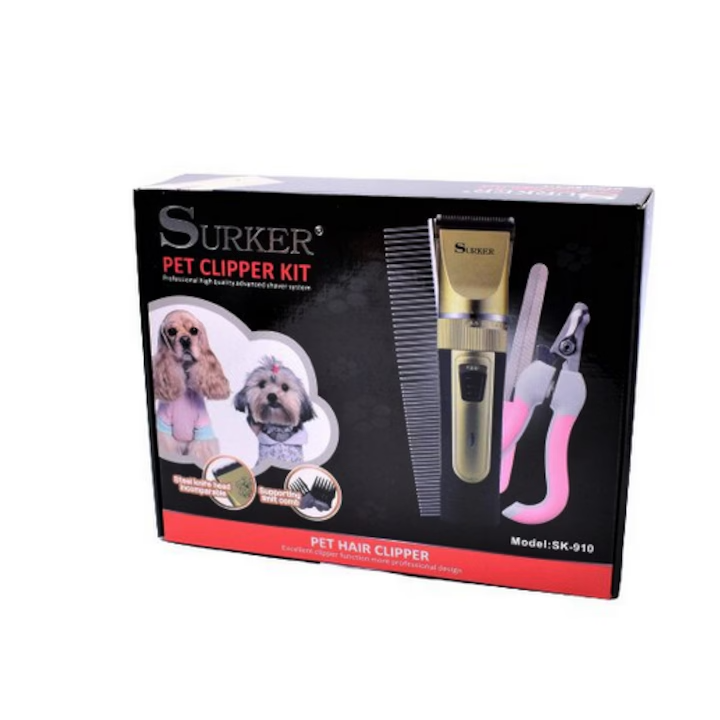 Masina de tuns cu acumulator pentru animale,accesorii incluse, SURKER – SK-910 GOLD [3]