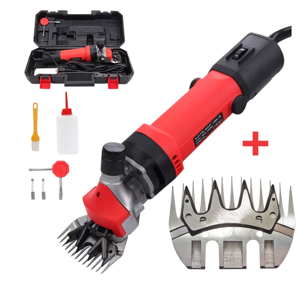 Masina de tuns oi Campion CU CUTITE REZERVA CADOU, 1000W, 6 Viteze, cu valiza pentru transport, ROSU [1]