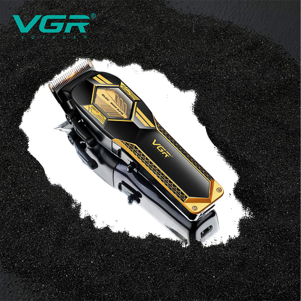 Mașină de Tuns Profesională VGR V-119, Motor BLDC, Lame Ceramice, Acumulator, Fără Fir, Stație de Încărcare, USB, Auriu [3]