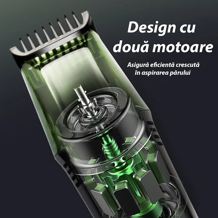 Masina de Tuns si Trimmer cu Aspirator Incorporat, Lame din Otel Inoxidabil, 20 Trepte 1-20 mm, Autonomie 90 Min, Rezistenta la Apa IPX6, Incarcare USB-C [9]