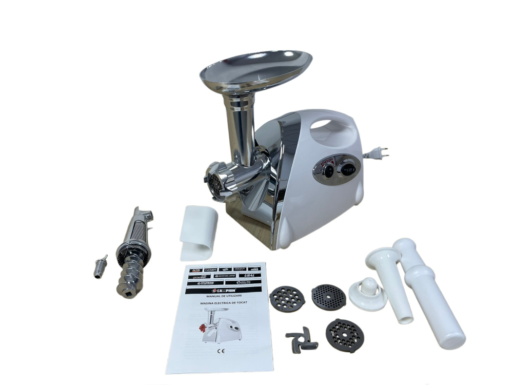 Mașină Electrică de Tocat Carne CAMPION CMP0802 – 4 în 1, 4000W Max., 3 Site, Accesorii Cârnați, Suc de Roșii și Chiftele [2]