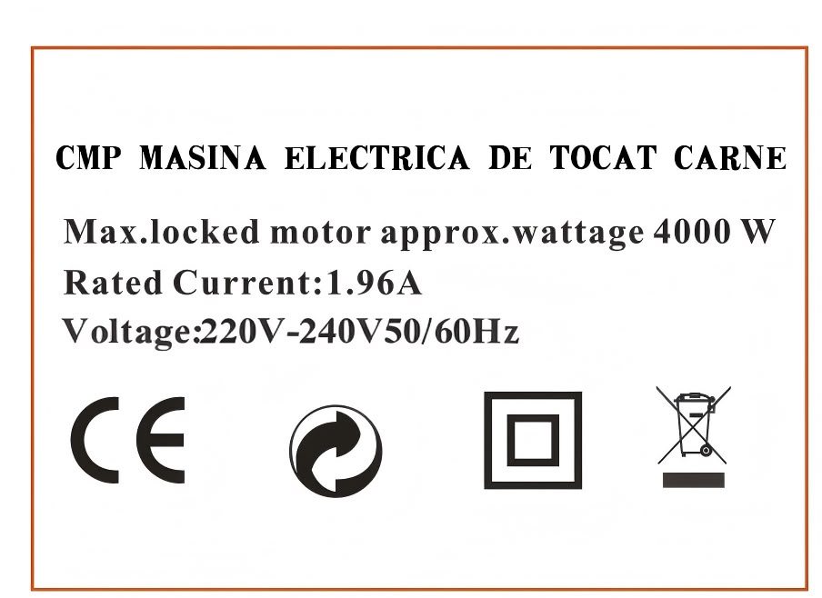 Mașină Electrică de Tocat Carne CAMPION CMP1683 – 3 în 1, Putere maximă motor blocat 4000W, 3 Site [7]