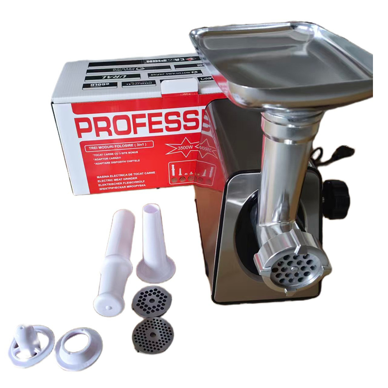 Masina electrica de tocat carne Motoyama Japan, 3500 W, Full inox, 3 site bonus, Accesorii carnati si chiftele, Calitate Premium [3]