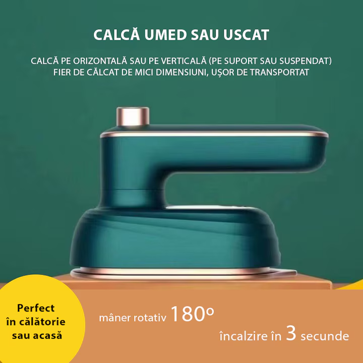 Mini Fier De Calcat Electric Cu Abur, Portabil, Calcare Verticala Si Orizontala, Pentru Calatorii, Incalzire Rapida, Rezervor De Apa 50ml, Verde [6]