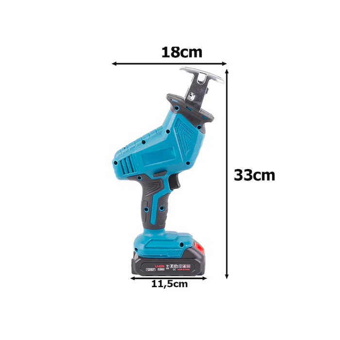 Mini fierastrau alternativ fara fir, Putere 250 W, 3000 rotmin, 2 X Acumulator 36V, 4 Panze 15-20 cm, Dimensiuni 33x18x11.5 cm, Calitate Premium, Albastru [4]