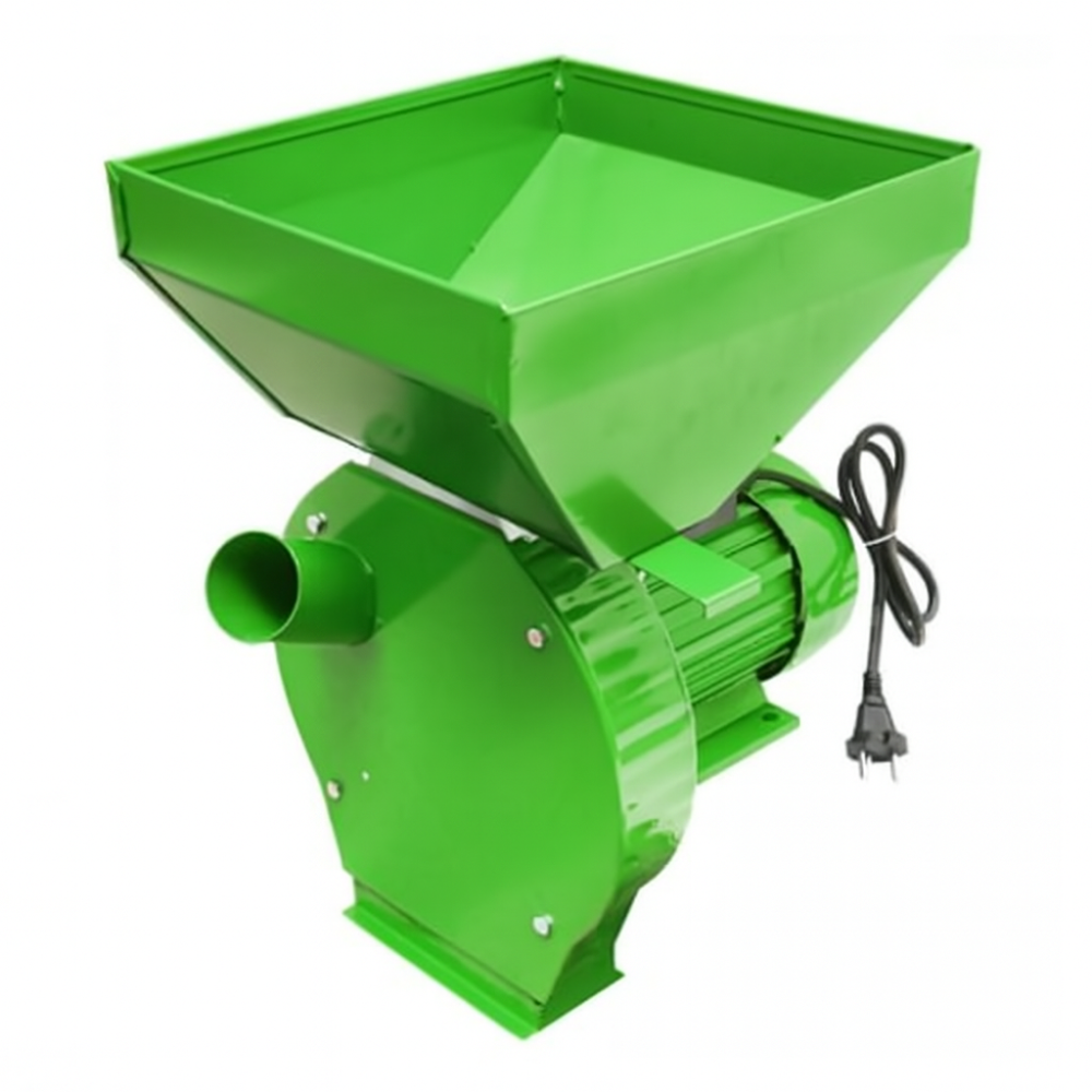 Moara electrica 4.5KW, 4500A, 300kg/ora, pentru macinat cereale, uruiala, stiuleti, butuc cu 20 ciocanele, 4 site rezerva , VERDE [1]