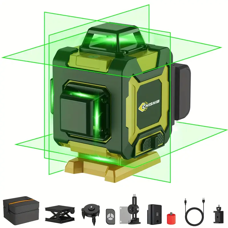 Nivel laser auto-nivelant Leihmann 4X360, 16 linii, 4D, linii de culoare verde, 2 × 360 linii orizontale și 2 × 360 linii verticale, aliniere precisă, două baterii Li-Ion și geantă portabilă [2]