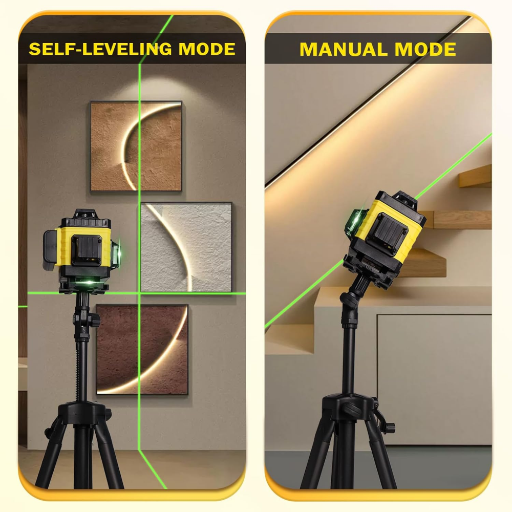 Nivela Laser 4D cu 16 Linii, Autonivelare, Telecomandă, Lumina Verde, Trepied 150 cm, Platformă de Ridicare [2]