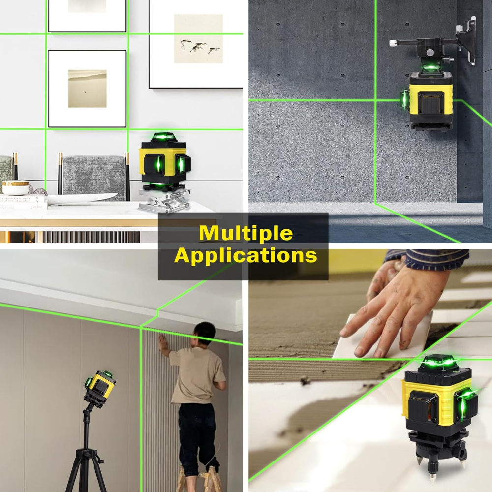 Nivela Laser 4D cu 16 Linii, Autonivelare, Telecomandă, Lumina Verde, Trepied 150 cm, Platformă de Ridicare [5]