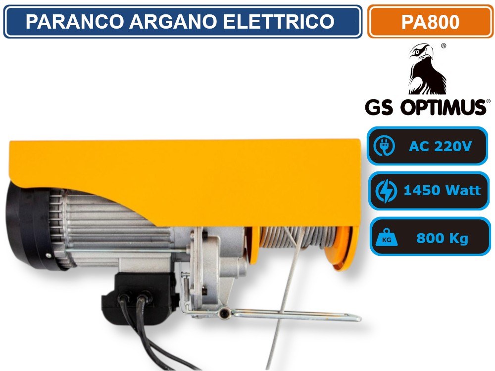 Palan Electric GS Optimus PA800, 1450W, Capacitate Maximă 800 kg, Telecomandă cu Fir, Cablu de Oțel, Alimentare 220V [3]