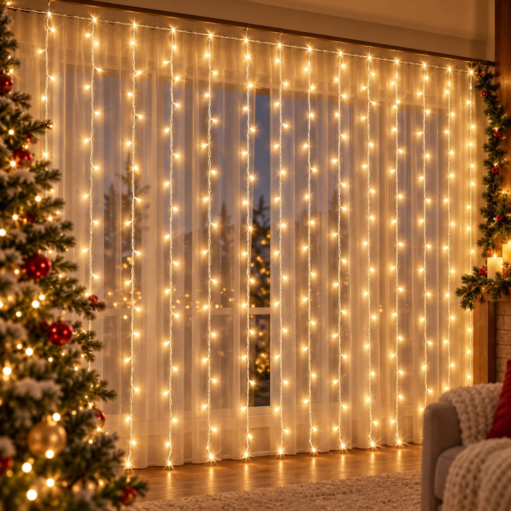 Perdea luminoasă, 3 × 2 m, 144 LED-uri, lumină alb cald [2]