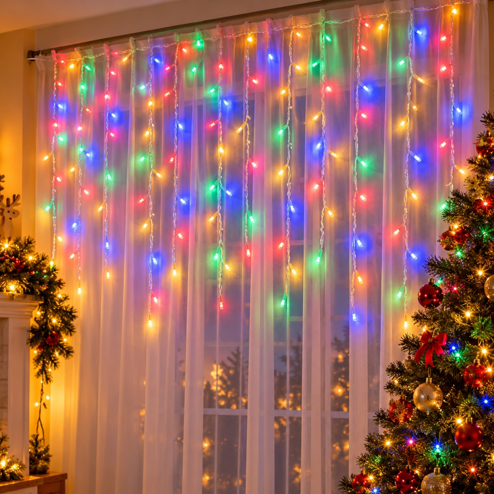 Perdea luminoasă, 3 × 2 m, 144 LED-uri, lumină multicoloră [2]