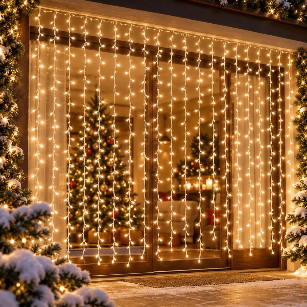Perdea luminoasă, 3 × 3 m, 192 LED-uri, lumină alb cald [2]