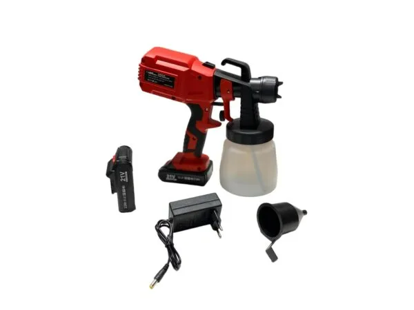 Pistol de Vopsit Electric cu Acumulator 21V Li-Ion, Rezervor 800 ml, Debit 650 ml/min, Duza Reglabila, Pulverizator Vopsea Fara Fir [4]
