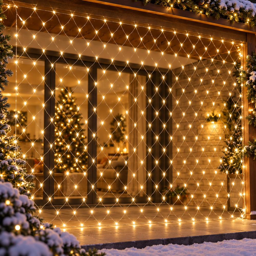 Plasă luminoasă, 3 × 3 m, 240 LED-uri, lumină alb cald [2]