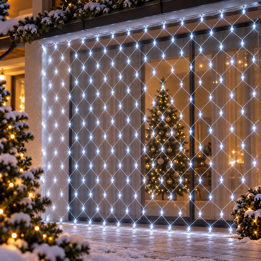 Plasă luminoasă, 3 × 3 m, 240 LED-uri, lumină alb rece [2]