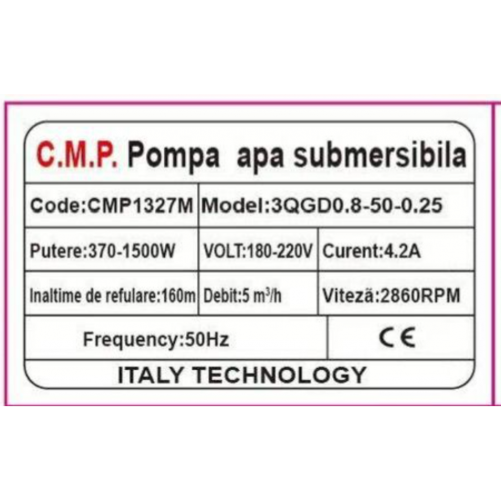 Pompă Submersibilă de Adâncime Campion Professional CMP1327M, 1500W, Bobinaj Cupru, Diametru 8cm, Refulare 160m, Debit 5m³/h, cu Reducție 3/4" [5]