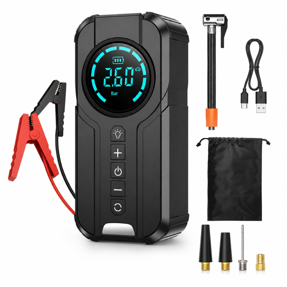 Robot Pornire Auto 4 în 1 cu Compresor Aer, Power Bank 8400mAh, Lanternă LED și Starter 12V [2]