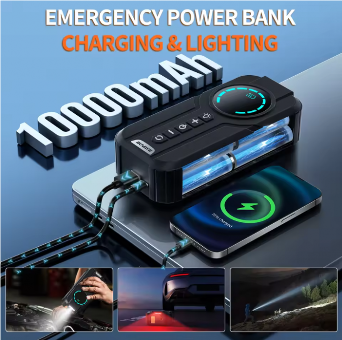 Robot Pornire Auto 4 în 1 cu Compresor Aer, Power Bank 8400mAh, Lanternă LED și Starter 12V [6]