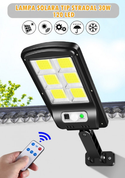Set 2 lampi stradale 6 celule,48 LED-uri COB ,cu senzor de miscare, sistem prindere inclus [3]