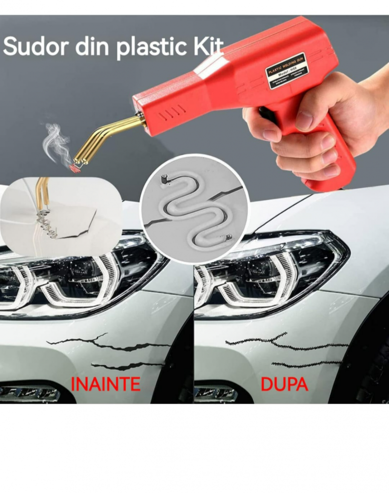 Set aparat Profesional pentru lipit / sudat plastic, 50W, 200 capse si Geanta transport [5]