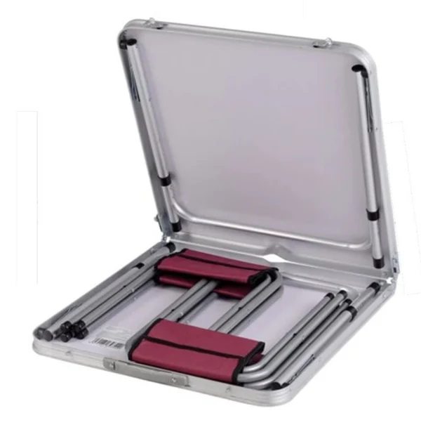 Set Camping Pliabil 5 Piese, Masa 120x60 cm + 4 Scaune, Cadru Aluminiu, Inaltime Reglabila, Orificiu Umbrela, Tip Valiza [5]