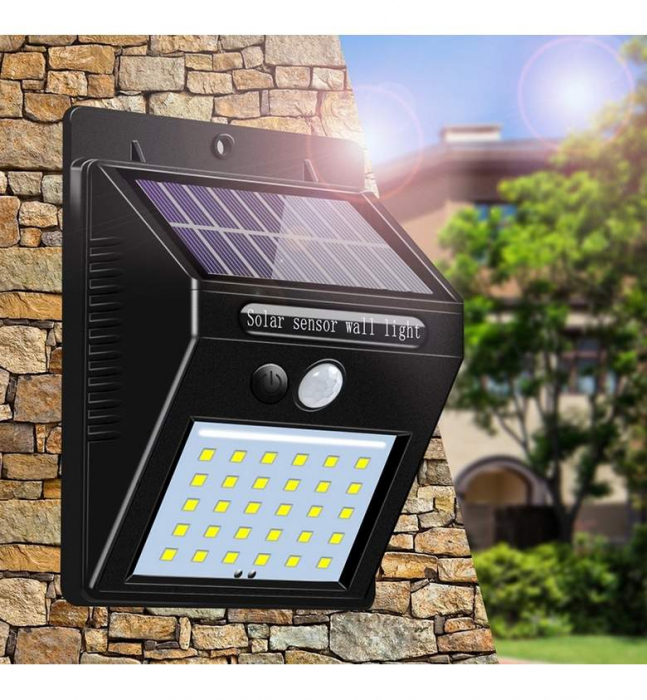 Set format din 6 lampi solare de perete cu iluminare continuua si lumina cu 30 leduri [2]
