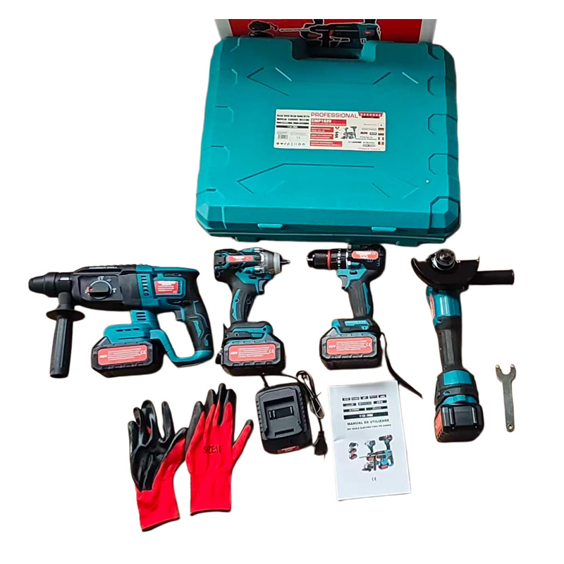Set scule cu acumulator CAMPION PRO PROFESSIONAL, 2 acumulatori 48V, autofiletanta, polizor unghiular, ciocan rotopercutor, cheie de impact, geanta transport, set profesional 4 in 1.  Atunci cand ai n [3]