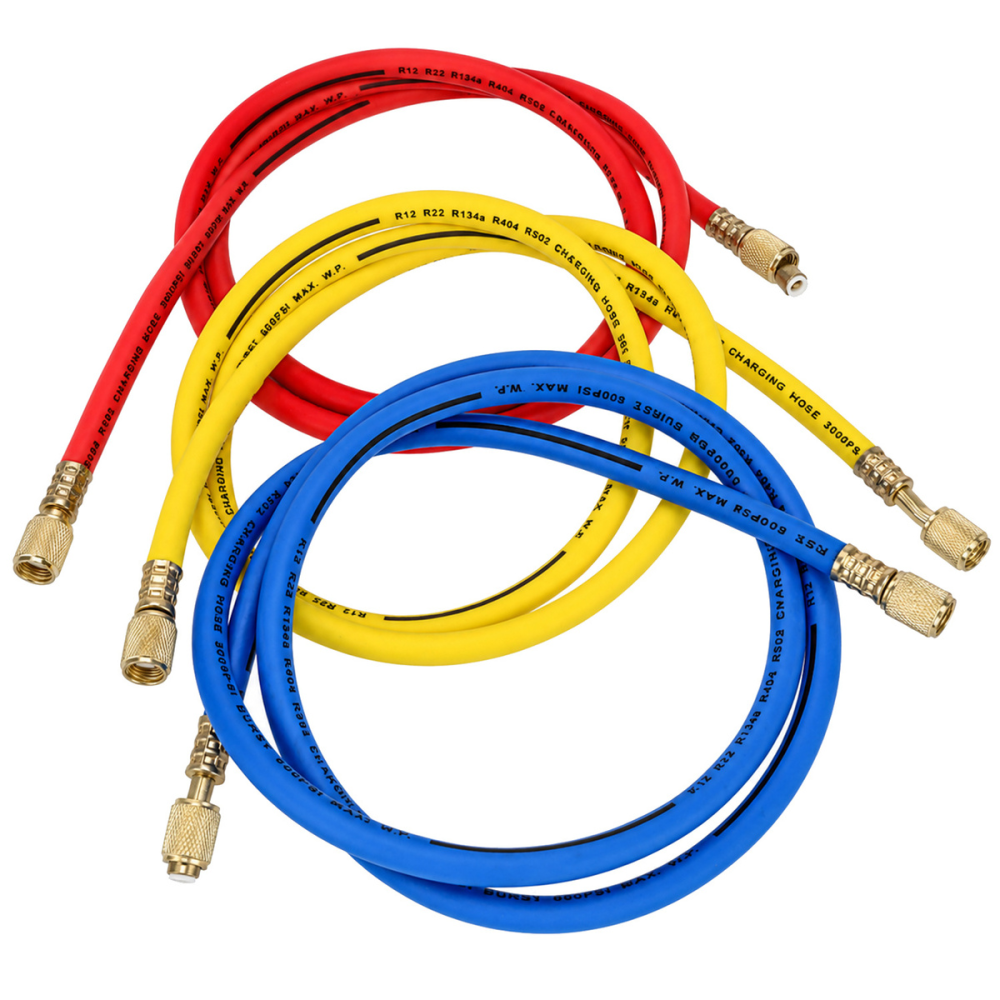 Trusa Manometre Aer Conditionat Auto si Instalatii Frigorifice, 2 Cai, 0-800 PSI, 3 Furtunuri 1.5 m, Cuplaje Rapid LOW/HIGH, Compatibila R134A, R22, R410A [5]