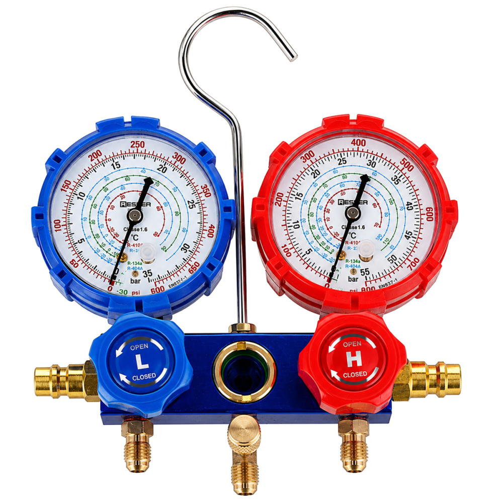 Trusa Manometre Aer Conditionat Auto si Instalatii Frigorifice, 2 Cai, 0-800 PSI, 3 Furtunuri 1.5 m, Cuplaje Rapid LOW/HIGH, Compatibila R134A, R22, R410A [7]