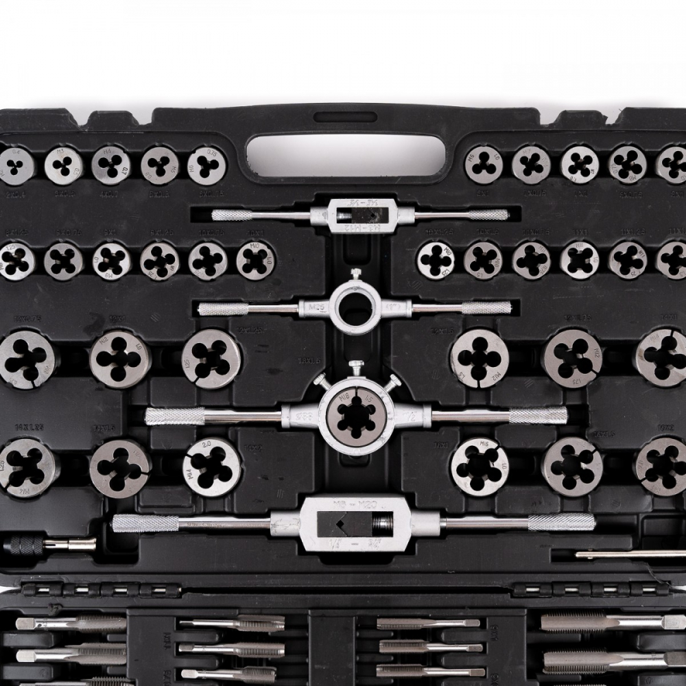 Trusa metrica tarozi si filiere, 110 piese, M2-M18, set metric profesional [4]