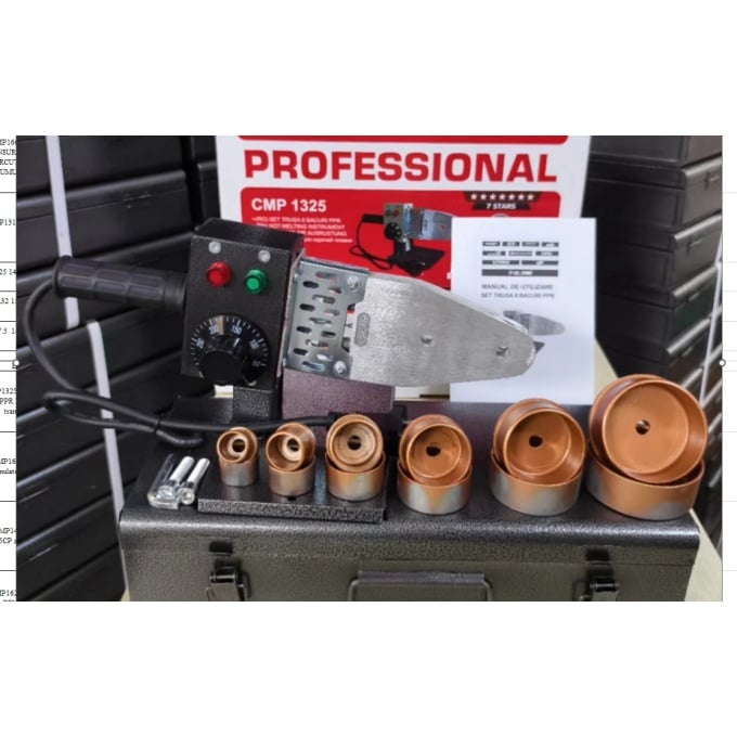 Trusa plita PPR 1000w aparat sudura tevi, 6 bacuri, valiza metal, Profesional [3]