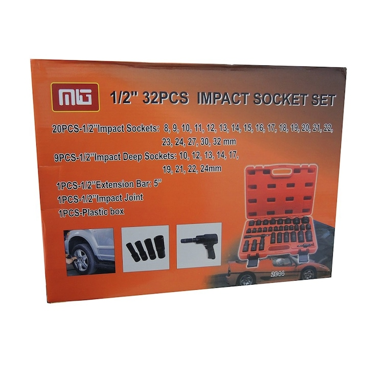 Trusă Tubulare de Impact WERO 2532, 32 Piese, Prindere 1/2", Tubulare Scurte și Lungi 8–32 mm, Prelungitor și Cardan, Cutie de Transport [4]