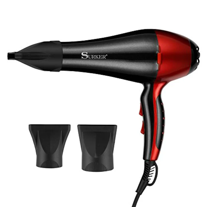 Uscator de par profesional Surker SK-3902, 2 trepte viteza, 3 trepte temperatura, putere 2000 W, Negru/Rosu [2]