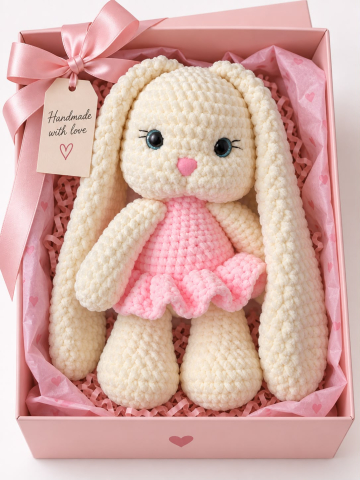 Iepuraș Croșetat Handmade cu Rochiță – „Sweet Bunny” [1]