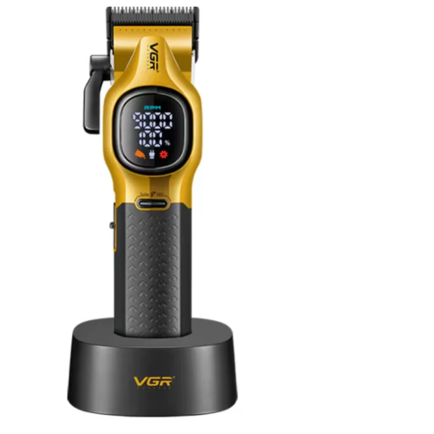 Îngrijire personală & Cosmetice - Masina de Tuns Profesionala VGR V-886C, Acumulator Li-Ion, 120 Min Autonomie, Turbo, Display LED, USB Type-C, Travel Lock, Auriu