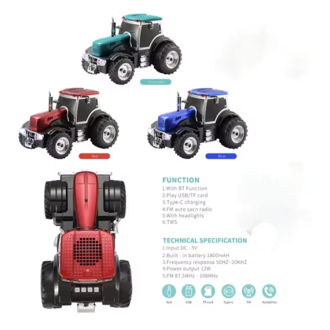 Boxă Portabilă Bluetooth Tractor WSTER WS-560, 15W, TWS, Radio FM, USB, AUX, Card TF, Hands-Free, Selfie [6]