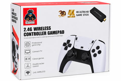 Consola Retro Game Stick 4K Ultra HD, 2 Controllere Wireless 2.4G, Jocuri Clasice, Conectare HDMI la TV, Plug & Play [1]