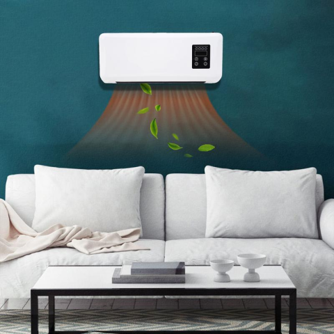 Aerotermă Electrică 2 în 1 Cald/Rece, 1800W, Temperatură Reglabilă 16–40°C, Telecomandă, Protecție la Supraîncălzire, Montare pe Perete, Alb [2]