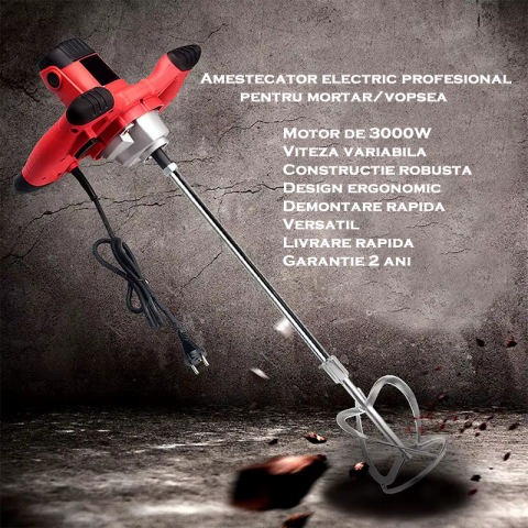 Amestecator electric profesional pentru mortar/vopsea Motoyama Japan, 3000 W, 800 rpm, viteza variabila [3]