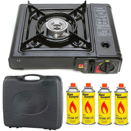Diverse - Aragaz portabil camping dubla alimentare + 4 butelii incluse