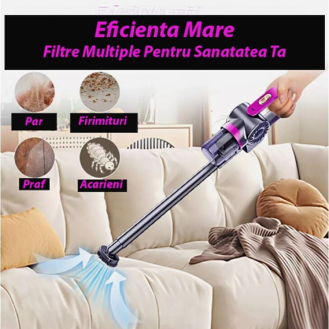 Aspirator Vertical Fără Fir 4 în 1 HB-807, Reîncărcabil, Aspirator de Mână, Filtru HEPA, Multiple Accesorii [4]