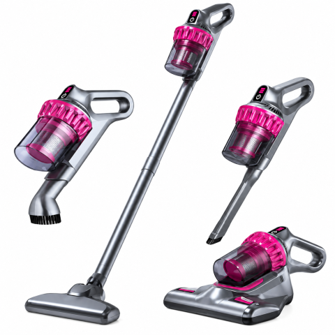 Electrocasnice & Electronice - Aspirator Vertical Fără Fir 4 în 1 HB-807, Reîncărcabil, Aspirator de Mână, Filtru HEPA, Multiple Accesorii