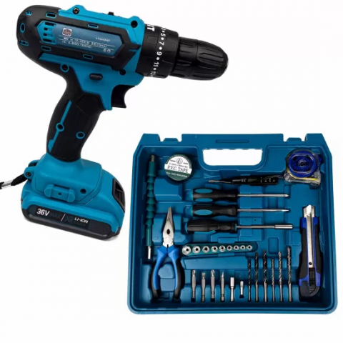 Truse, Scule de mana si unelte - Autofiletanta de Gaurit si Insurubat German 36V, 5 Ah Albastra cu 2 Acumulatori + 30 Accesorii