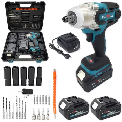 Truse, Scule de mana si unelte - Bormasina cu Impact PROFESIONAL 48V, Cu 2 Acumulatori, 3500 RPM 38 accesorii