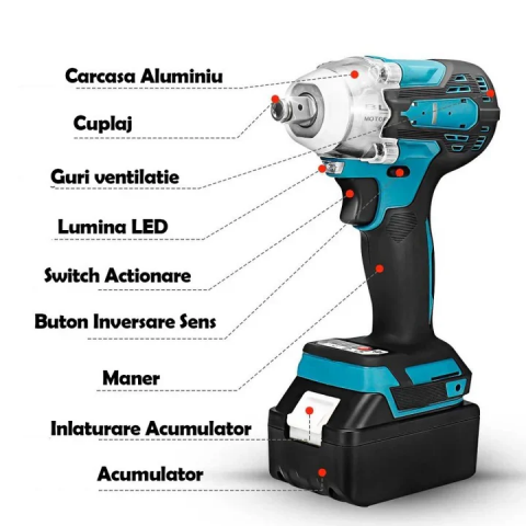 Bormasina cu Impact PROFESIONAL 48V, Cu 2 Acumulatori, 3500 RPM 38 accesorii [3]