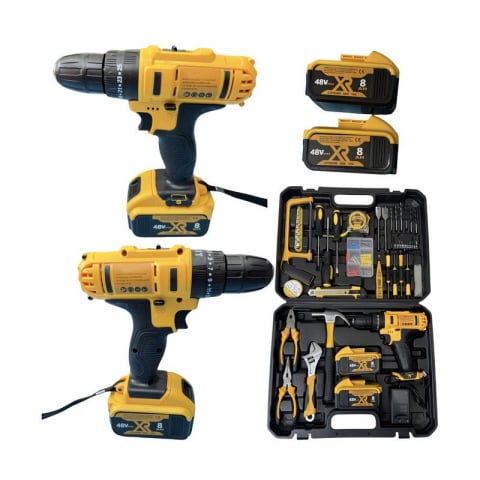 Truse, Scule de mana si unelte - Bormasina Motoyama Japan, 120 piese, 48V 8AH doua Baterii extra, incarcator inclus, model 2025