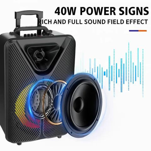 Boxă Portabilă Bluetooth Sing-e ZQS15123, 40 cm, 40W, RGB, Microfon și Telecomandă [5]