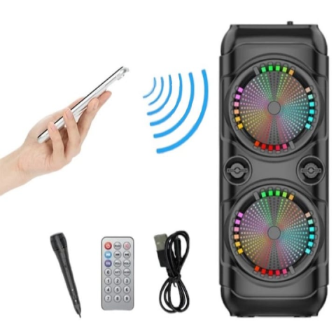 Boxă Portabilă Bluetooth ZQS8220S,18.000W, 4500mAh, Microfon și Telecomandă Incluse, Karaoke, RGB LED [4]