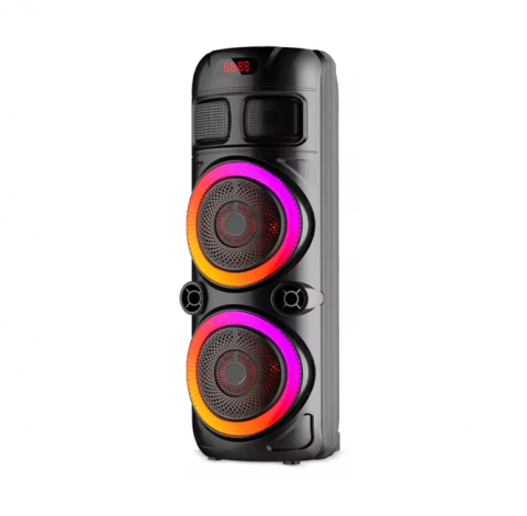 Boxa Portabila, Cu 2 Difuzoare,83 Cm, Card, Radio FM, Microfon, Telecomanda Si Lumini, Negru [2]